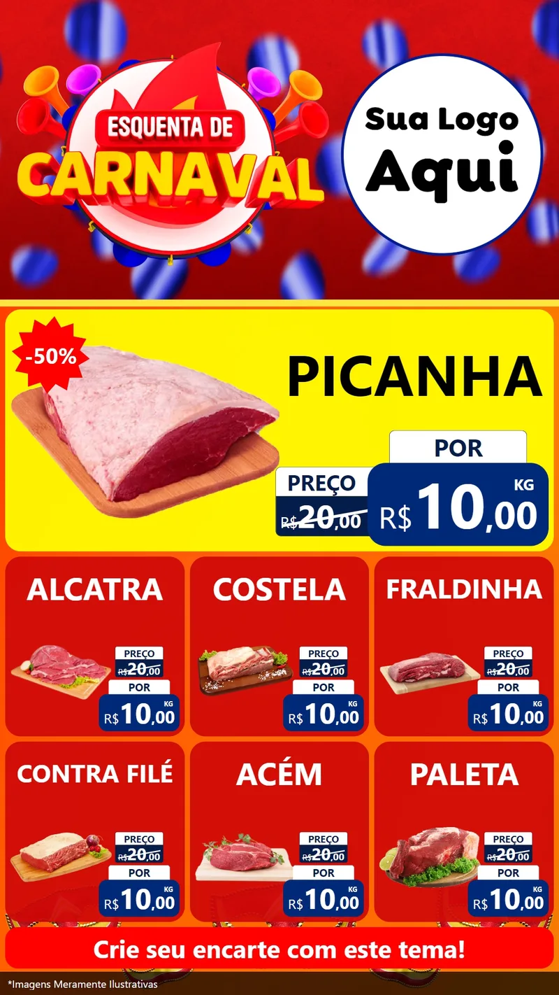 Modelo de Rede Social para Stories com o tema Esquenta de Carnaval para Açougue