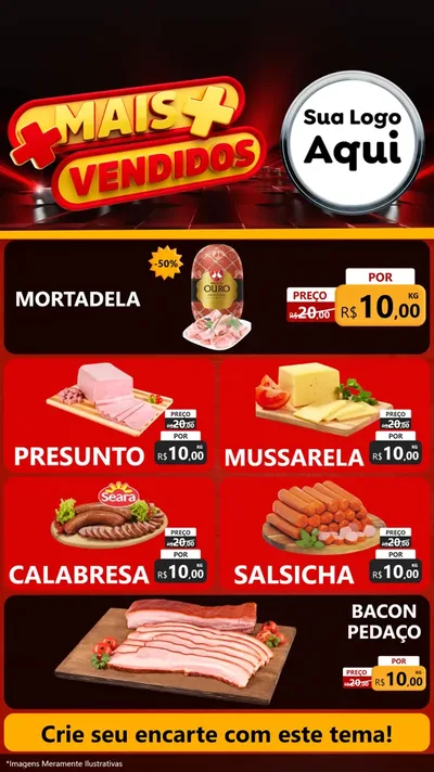 Modelo de TV para TV Vertical com o tema Mais Vendidos para Frios e Laticínios
