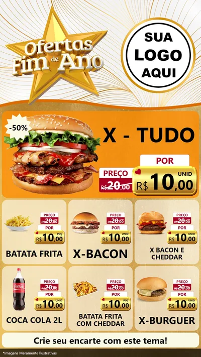 Modelo de Rede Social para Stories com o tema Ofertas Fim de Ano para Hamburgueria