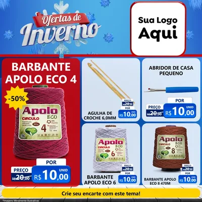 Modelo de Rede Social para Feed Facebook com o tema Ofertas de Inverno para Armarinho e Aviamentos