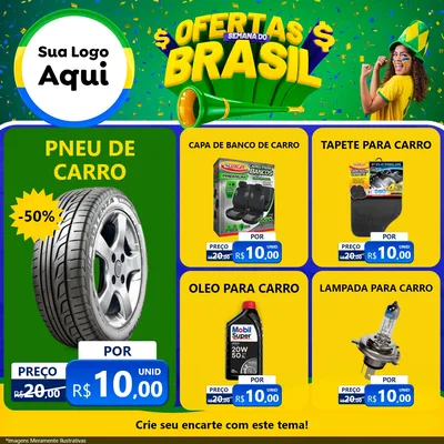 Modelo de Rede Social para Feed Facebook com o tema Ofertas Semana do Brasil para Auto peças