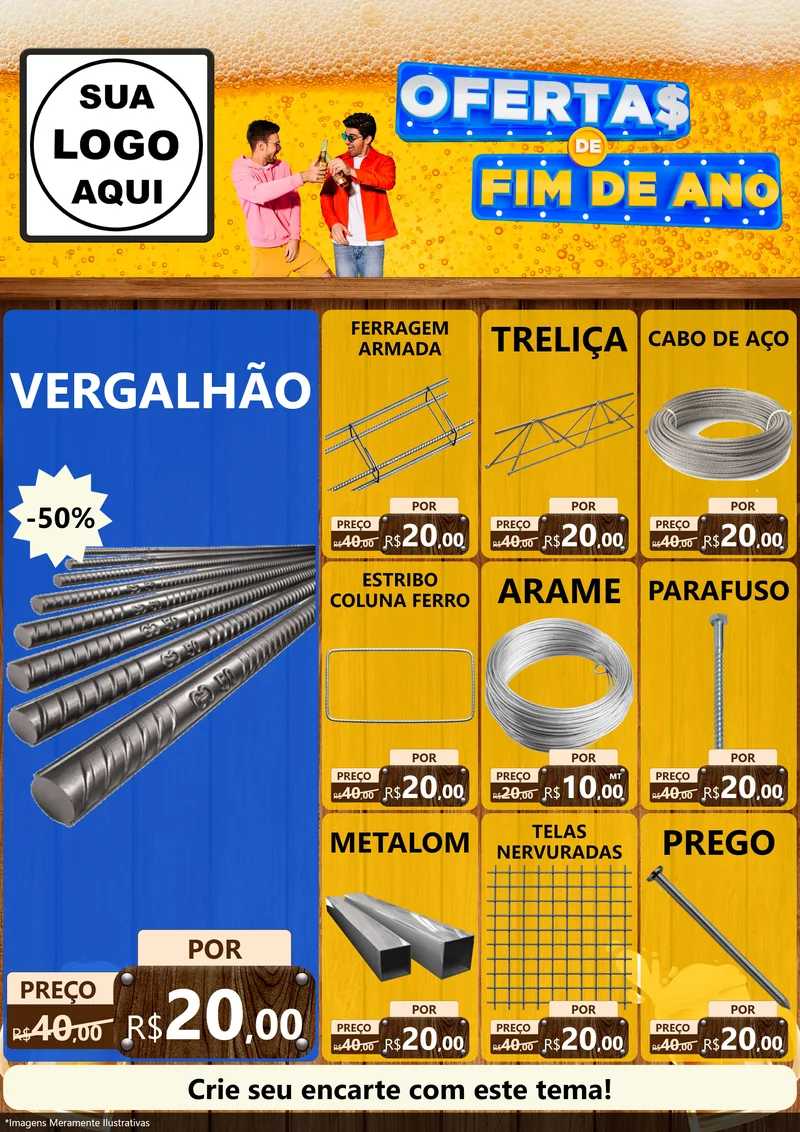 Modelo de Encarte para Encarte A4 Vertical com o tema Ofertas de Fim de Ano para Ferragens