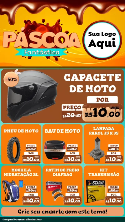Modelo de Rede Social para Stories com o tema Páscoa Fantástica para Moto peças