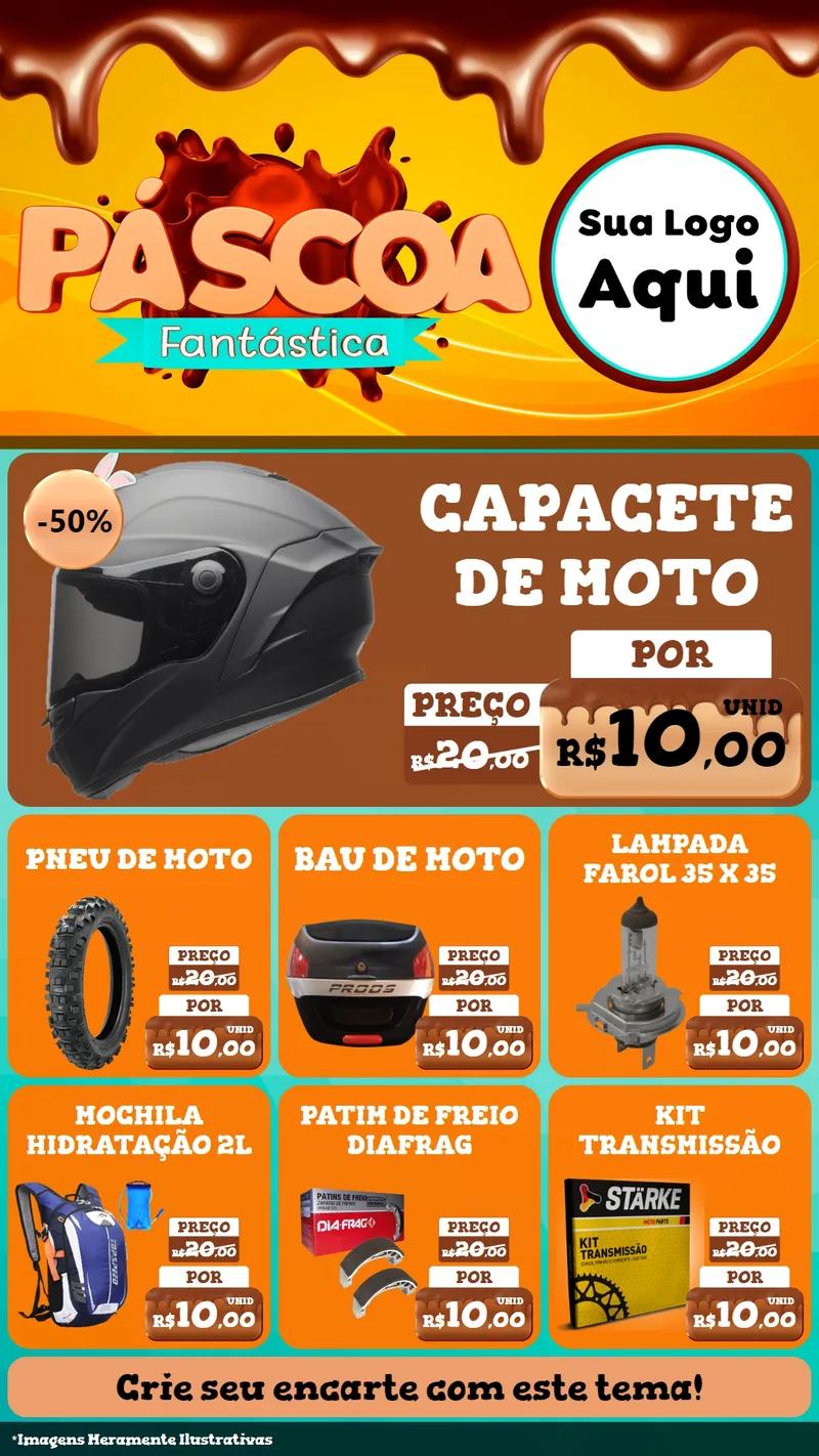 Modelo de Rede Social para Stories com o tema Páscoa Fantástica para Moto peças