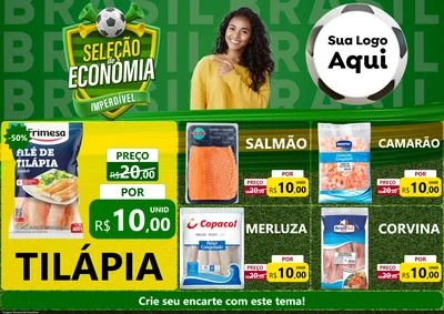 Modelo de Encarte para Encarte A4 Horizontal com o tema Seleção de Economia - Copa para Peixaria