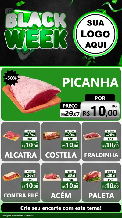 Modelo de Rede Social para Stories com o tema Black Week para Açougue