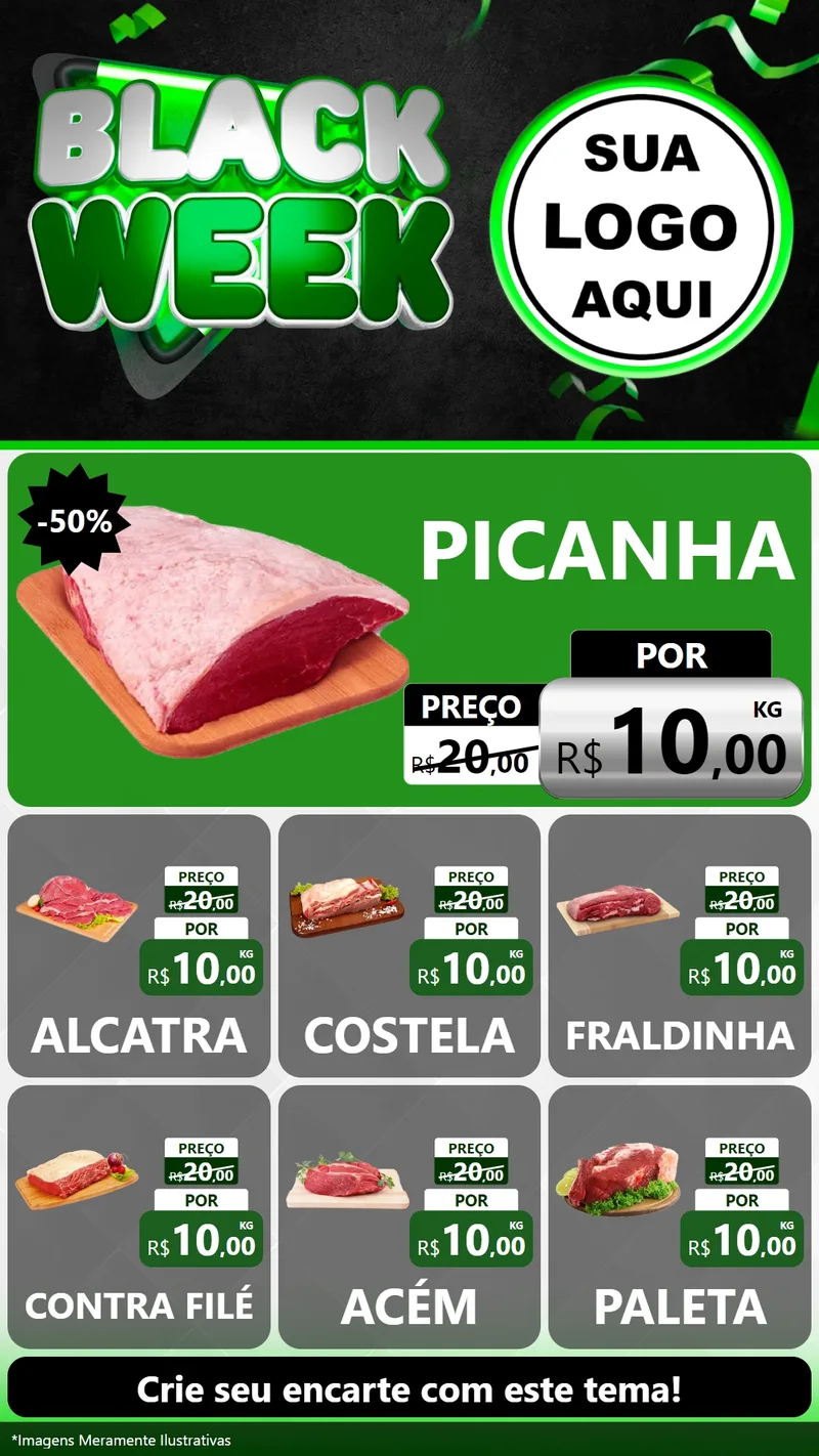 Modelo de Rede Social para Stories com o tema Black Week para Açougue