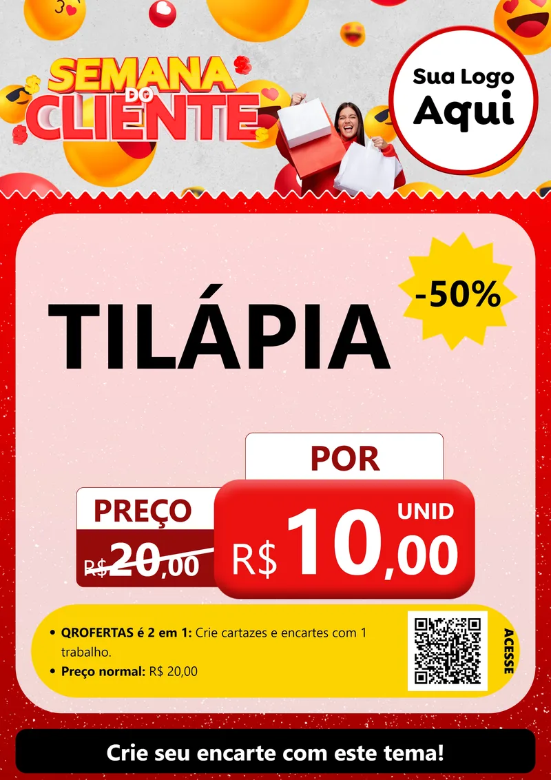 Modelo de Cartaz para Cartaz A4 Vertical com o tema Semana do Cliente para Peixaria