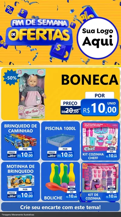 Modelo de Rede Social para Stories com o tema Fim de Semana de Ofertas para Brinquedos