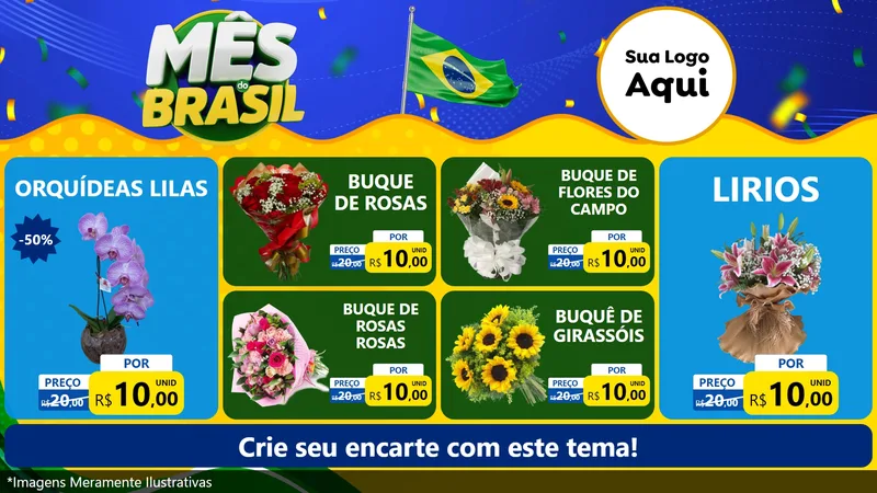 Modelo de TV para TV Horizontal com o tema Mês do Brasil para Floricultura e jardim