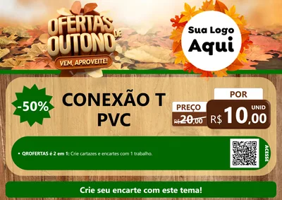 Modelo de Cartaz para Cartaz A4 Horizontal com o tema Ofertas de Outono - Vem, Aproveite! para Tubos e conexões