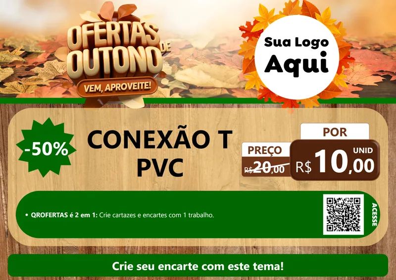 Modelo de Cartaz para Cartaz A4 Horizontal com o tema Ofertas de Outono - Vem, Aproveite! para Tubos e conexões