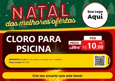 Modelo de Cartaz para Cartaz A4 Horizontal com o tema Natal das Melhores Ofertas para Produtos para Piscina