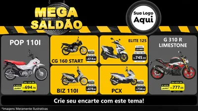 Modelo de TV para TV Horizontal com o tema Mega Saldão para Concessionaria de Motos