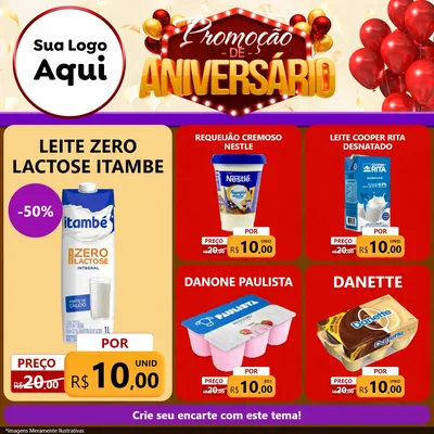 Modelo de Rede Social para Feed Facebook com o tema Promoção de Aniversário para Frios e Laticínios