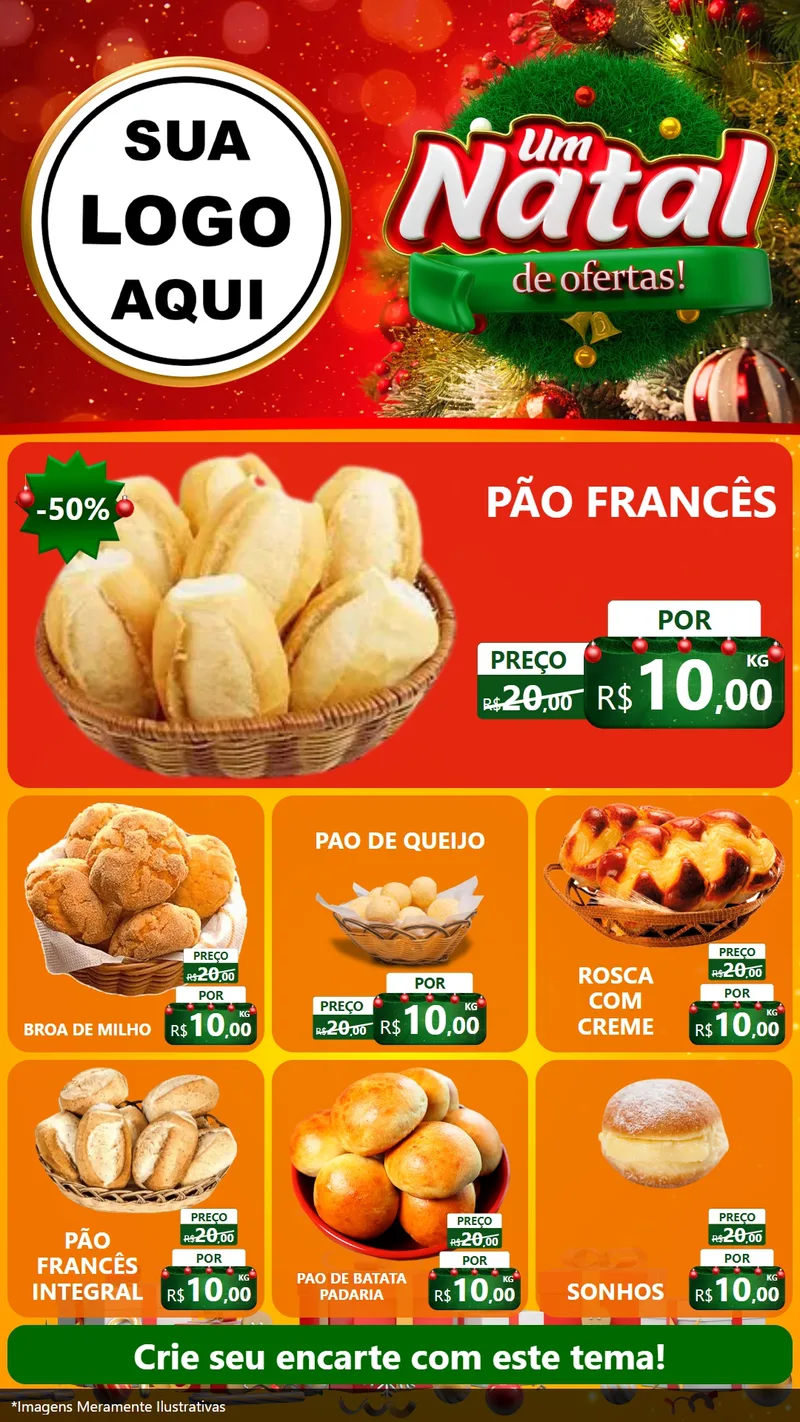Modelo de Rede Social para Stories com o tema Um Natal de Ofertas para Padaria