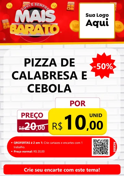 Modelo de Cartaz para Cartaz A4 Vertical com o tema Mais Barato para Pizzaria