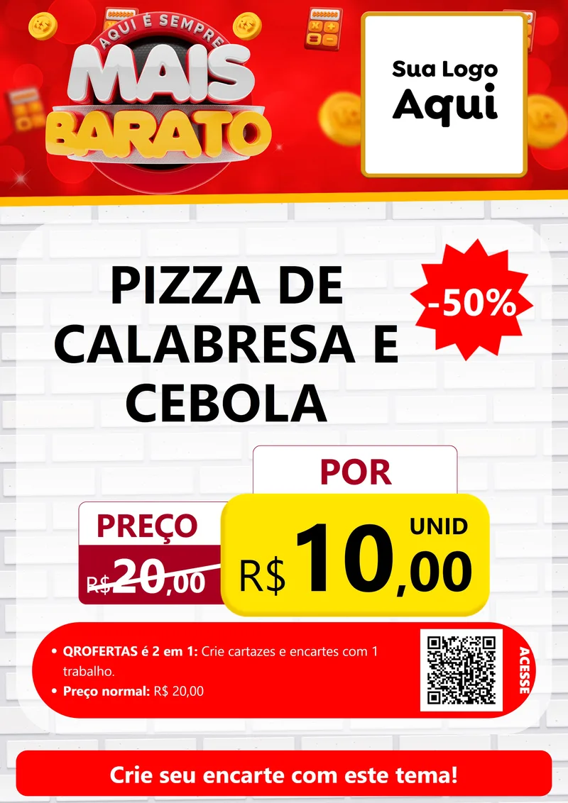 Modelo de Cartaz para Cartaz A4 Vertical com o tema Mais Barato para Pizzaria