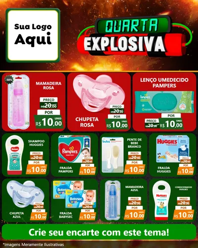 Modelo de Rede Social para Feed Instagram com o tema Quarta Explosiva para Bebês