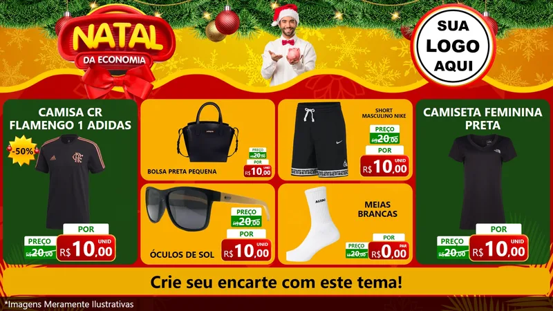 Modelo de TV para TV Horizontal com o tema Natal da Economia para Roupas e acessórios