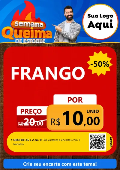 Modelo de Cartaz para Cartaz A4 Vertical com o tema Semana Queima de Estoque para Assados