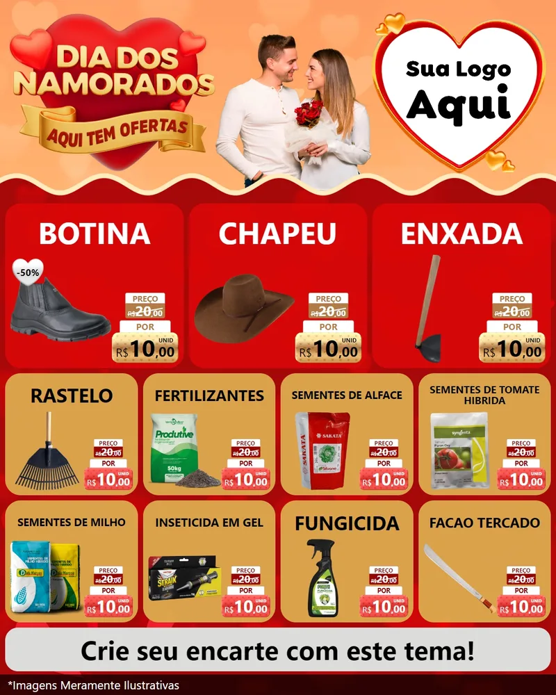 Modelo de Rede Social para Feed Instagram com o tema Dia dos Namorados - Aqui Tem Ofertas para Agropecuária