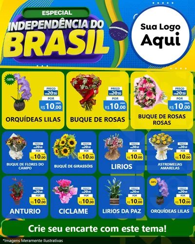 Modelo de Rede Social para Feed Instagram com o tema Especial Independência do Brasil para Floricultura e jardim