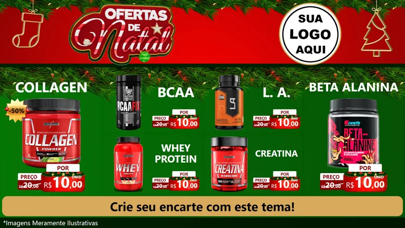 Modelo de TV para TV Horizontal com o tema Ofertas de Natal para Suplementos alimentares