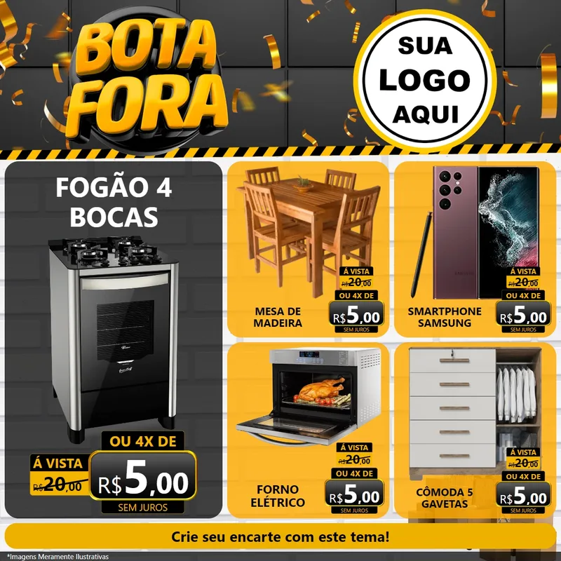Modelo de Rede Social para Feed Facebook com o tema Bota Fora para Móveis e Eletro
