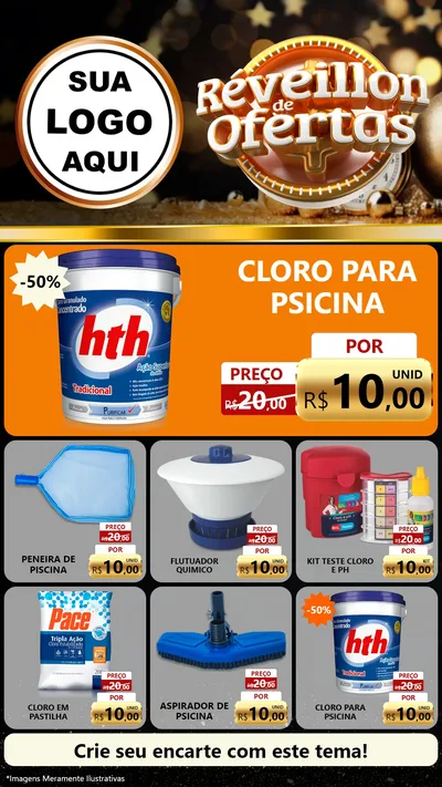 Modelo de Rede Social para Stories com o tema Réveillon de Ofertas para Produtos para Piscina