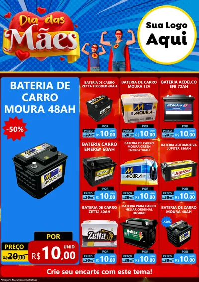 Modelo de Encarte para Encarte A4 Vertical com o tema Dia das Mães para Baterias Elétricas