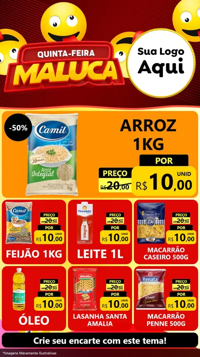 Modelo de Rede Social para Stories com o tema Quinta-feira Maluca para Supermercado