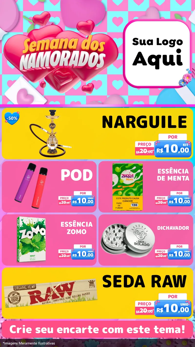 Modelo de TV para TV Vertical com o tema Semana dos Namorados para Tabacaria