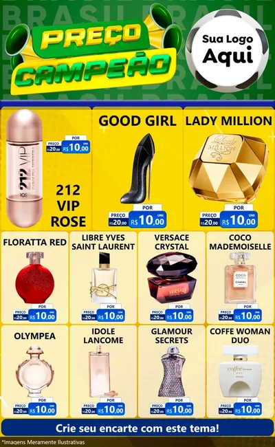 Modelo de Encarte para Encarte Grande com o tema Preço Campeão - Copa para Perfumes