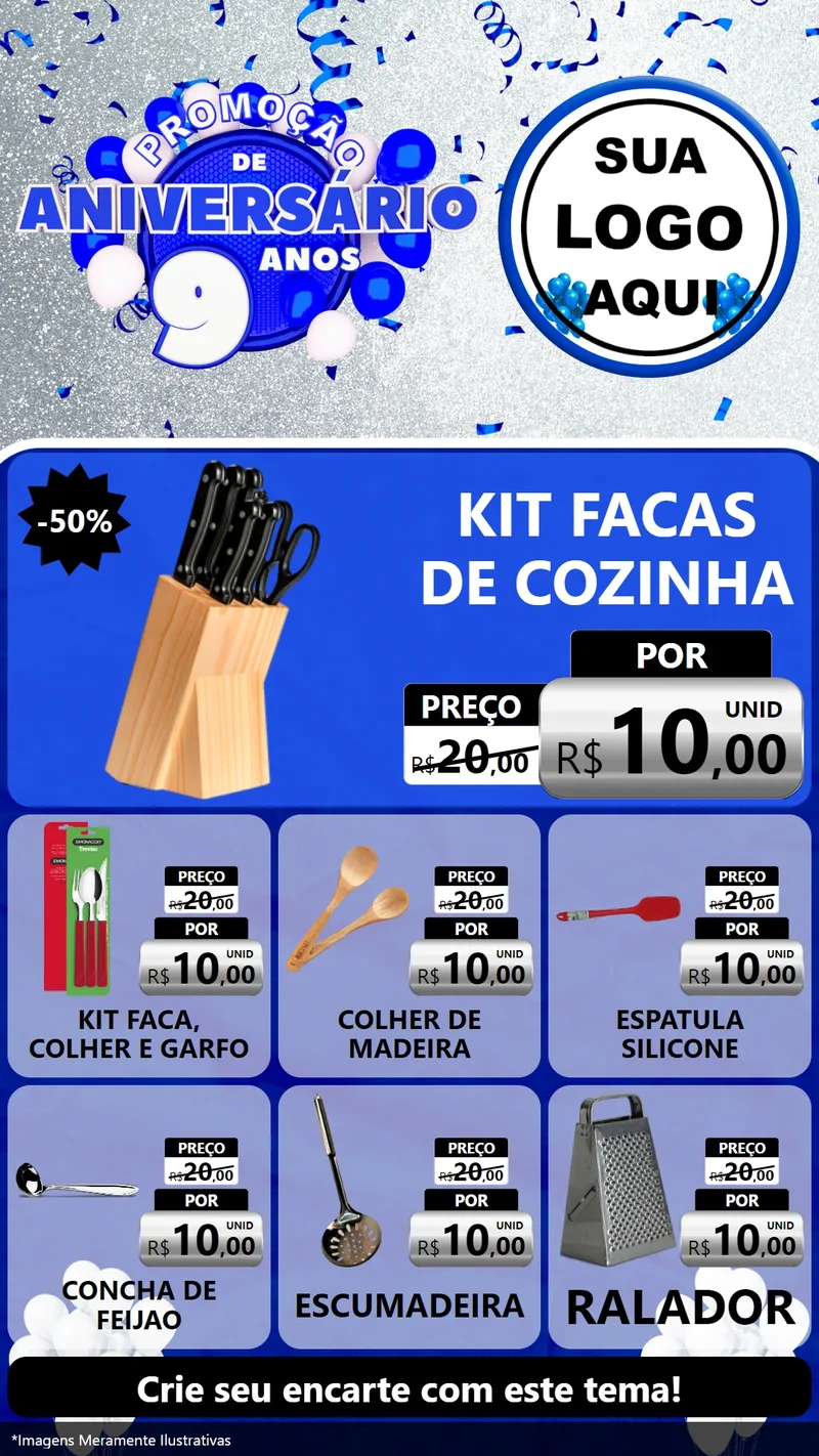 Modelo de Rede Social para Stories com o tema Promoção de Aniversário - 9 Anos para Utilidades Domésticas