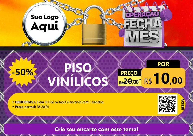 Modelo de Cartaz para Cartaz A4 Horizontal com o tema Operação Fecha Mês para Material para Construção