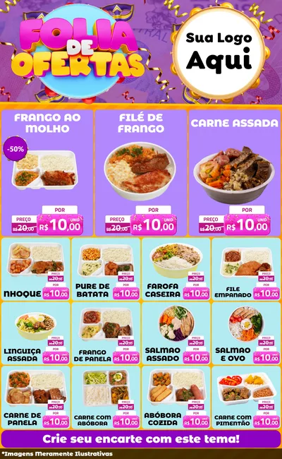 Modelo de Encarte para Encarte Grande com o tema Folia de Ofertas para Restaurante
