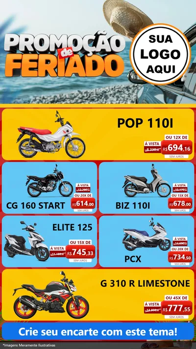 Modelo de TV para TV Vertical com o tema Promoção de Feriado para Concessionaria de Motos