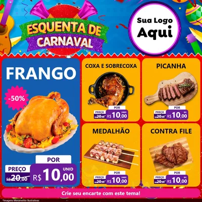 Modelo de Rede Social para Feed Facebook com o tema Esquenta de Carnaval para Assados