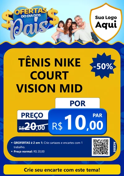 Modelo de Cartaz para Cartaz A4 Vertical com o tema Ofertas do Dia dos Pais para Calçados