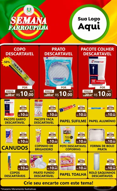 Modelo de Encarte para Encarte Grande com o tema Semana Farroupilha para Embalagens