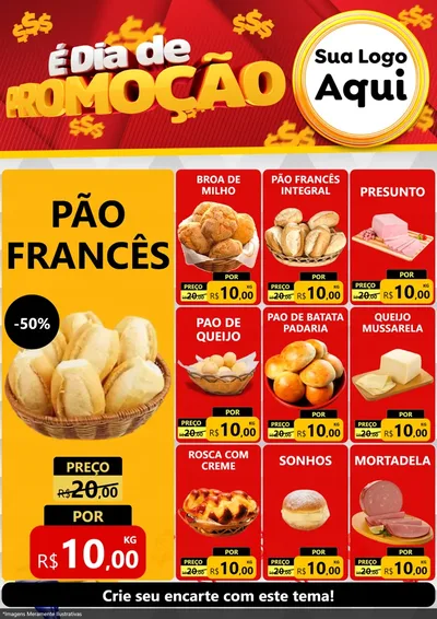 Modelo de Encarte para Encarte A4 Vertical com o tema É Dia De Promoção para Padaria