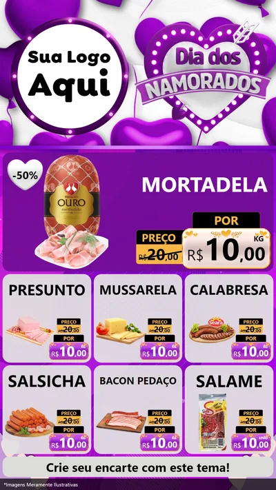 Modelo de Rede Social para Stories com o tema Dia dos Namorados para Frios e Laticínios