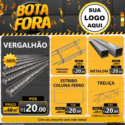 Modelo de Rede Social para Feed Facebook com o tema Bota Fora para Ferragens