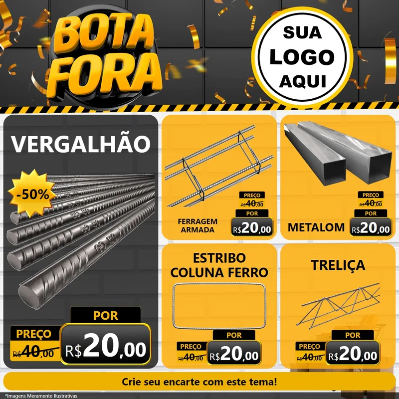 Modelo de Rede Social para Feed Facebook com o tema Bota Fora para Ferragens