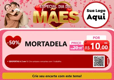 Modelo de Cartaz para Cartaz A4 Horizontal com o tema Especial Dia Das Mães para Frios e Laticínios