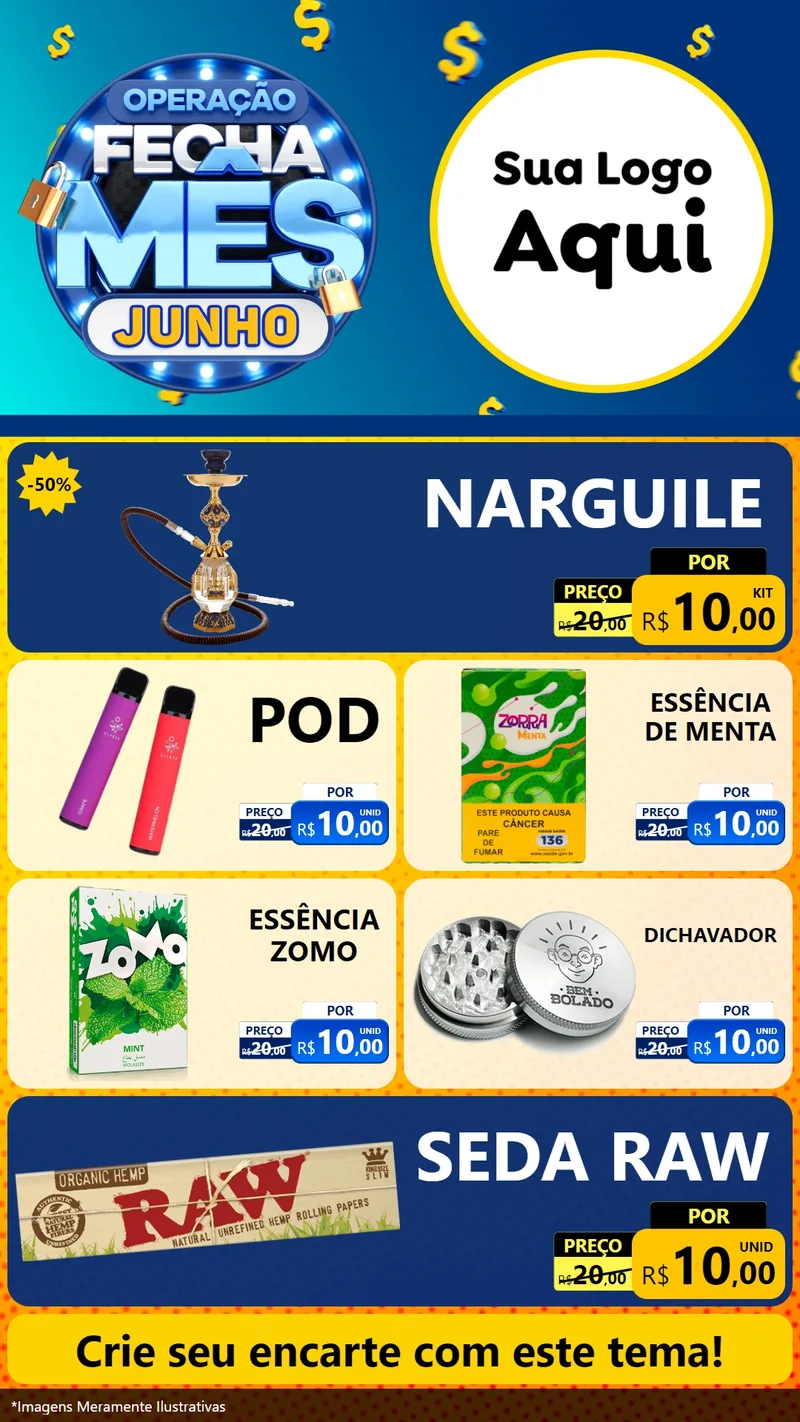 Modelo de TV para TV Vertical com o tema Operação Fecha Mês, Junho para Tabacaria
