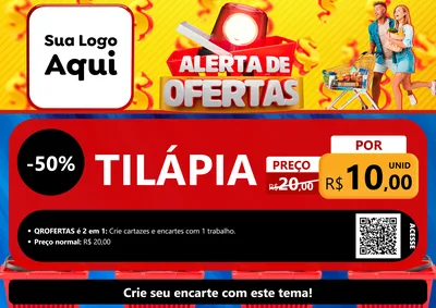 Modelo de Cartaz para Cartaz A4 Horizontal com o tema Alerta de Ofertas para Peixaria