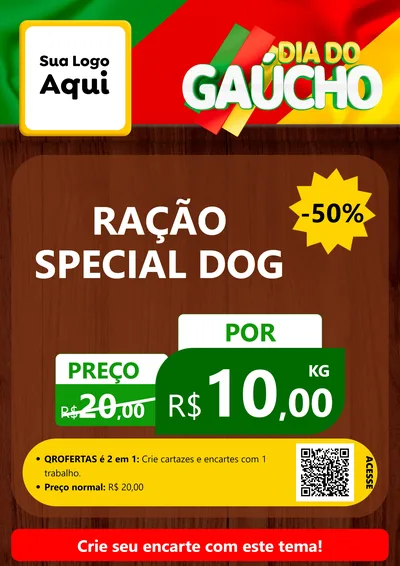 Modelo de Cartaz para Cartaz A4 Vertical com o tema Dia do Gaúcho para Pet Shop