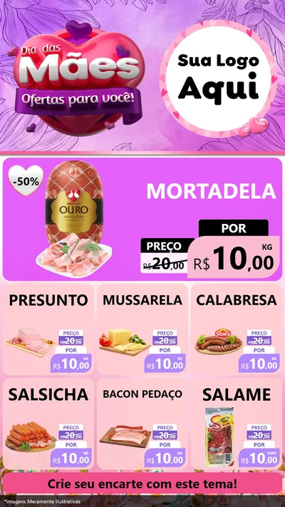 Modelo de Rede Social para Stories com o tema Dia das Mães Ofertas para Você! para Frios e Laticínios